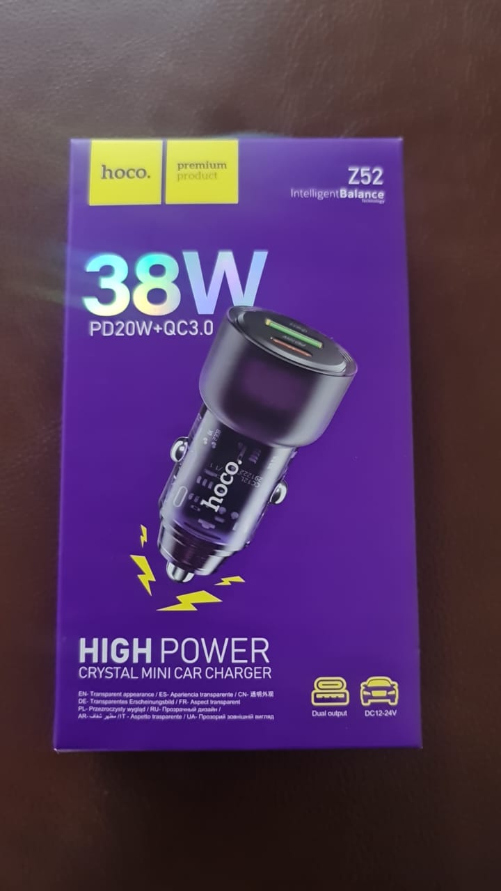 Hoco Z52 38W Crystal Mini Car Charger (PD20W + QC3.0)