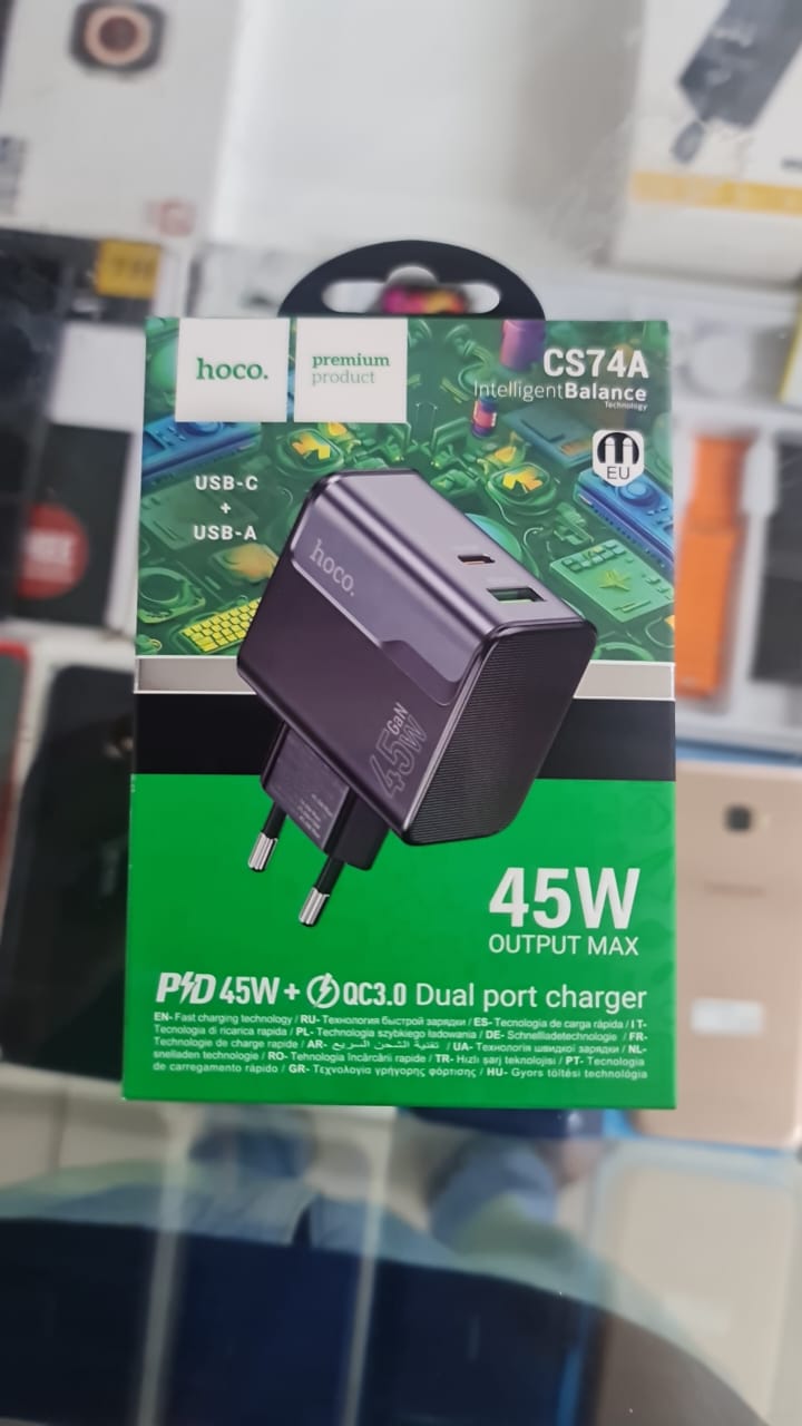 Hoco CS74A GaN 45W Dual Port Fast Charger (PD + QC3.0)
